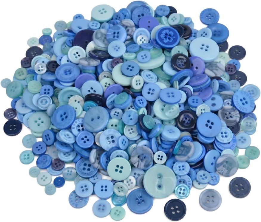 Round Buttons Smooth Solid Color Buttons for Sewing DIY Crafts Clothing Shirts Coats Jackets Decorative Accessories(Blue)