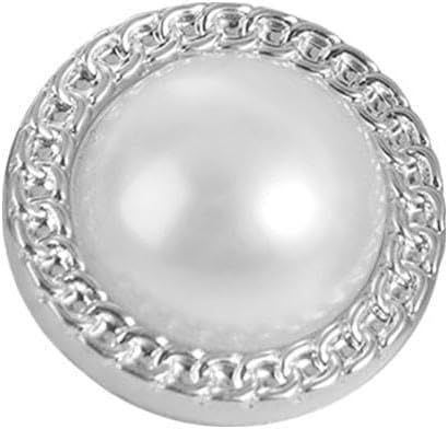 Sewing Button 50PCS Shiny DIY Vintage Clothing Button Shirt Alloy Pearl Buttons Clothing Sewing(Silver)