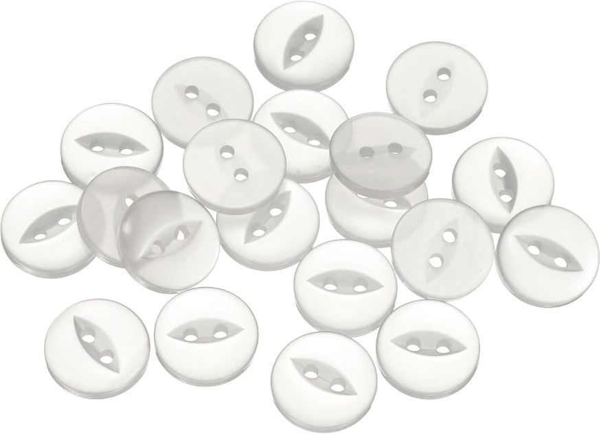 Generic 20pcs 24L White Round Sewing Buttons 15mm 5/8" Resin 2-Hole Fish Eye Craft Replacement Button for Craft Pants Dress Skirt Clothing Fastener Buttons