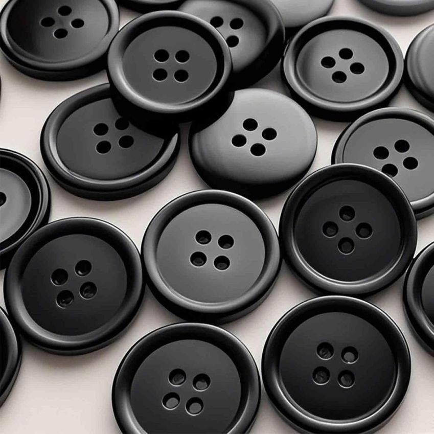 50pcs Buttons Sewing 4-Hole 20mm–Durable Plastic Buttons for Clothes,DIY Crafts,Sewing Projects(Black)