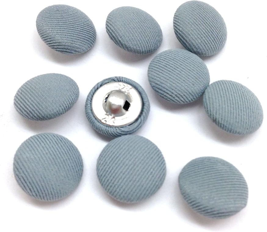 10 Pcs Fabric Cloth Covered Buttons, Metal Shank Round Sewing Buttons for Suits, Dress, Blouses, Wind Jacket