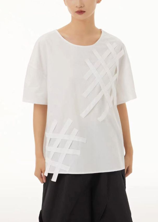 4.25Women White O-Neck Oversized Cotton Tank Tops Summer